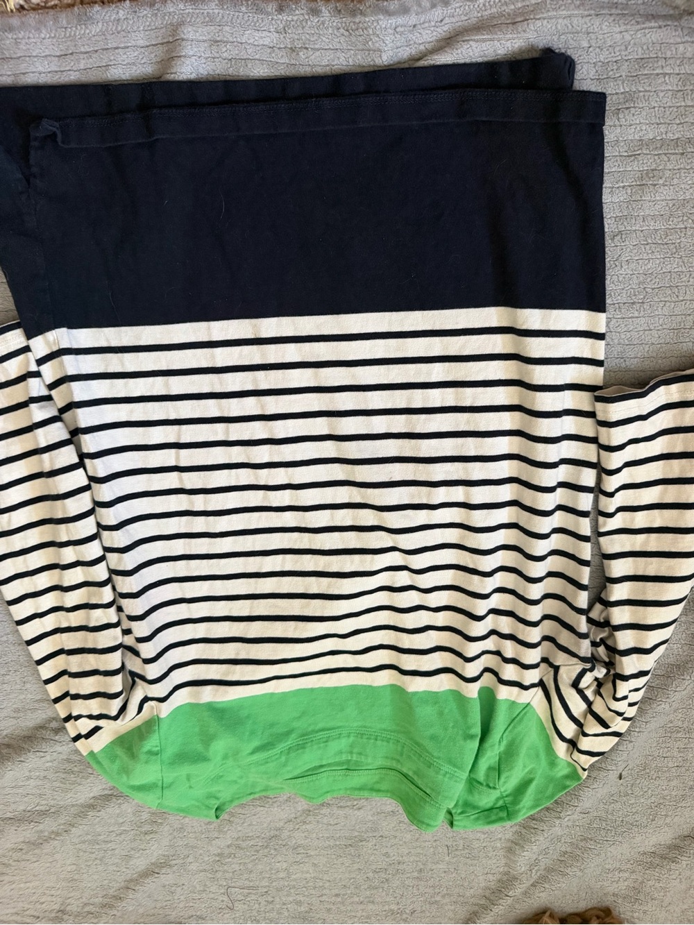 Talbots Navy, Cream & Green Striped Long Sleeve Top